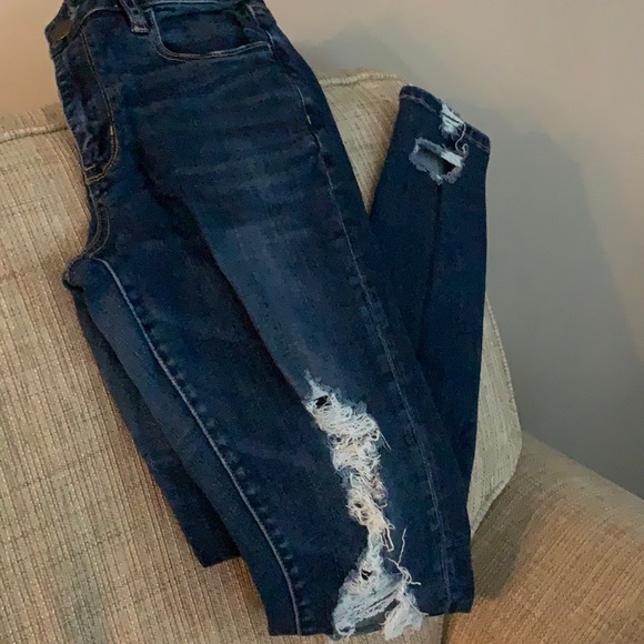 Distressed hi rise jeggings, 8 long - Picture 1 of 2